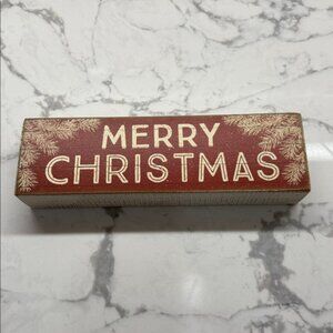 Red Merry Christmas wooden sign 10”
